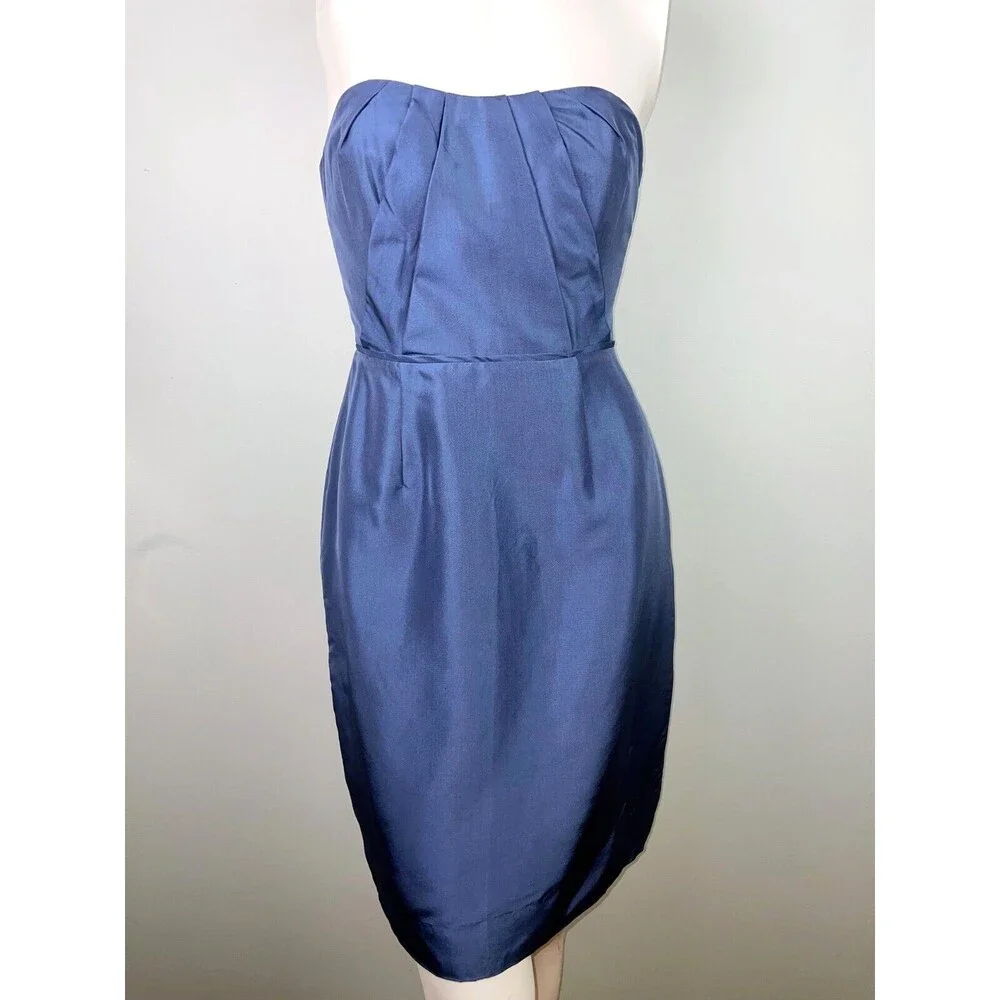 NWT J Crew Alexia Strapless Silk A Line Pebble Blue Dress New Cocktail Formal 2